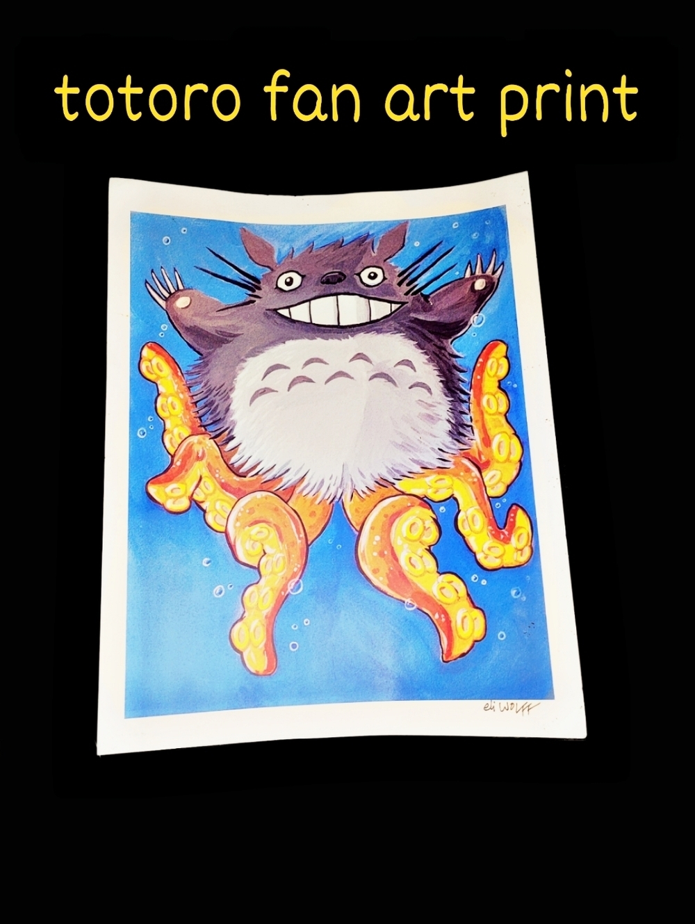 Totoro Octopus Fan Art Print By Eli Wolff